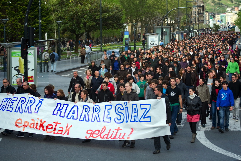 Cabecera de la manifestación de Donostia. (Juan Carlos RUIZ/ARGAZKI PRESS)