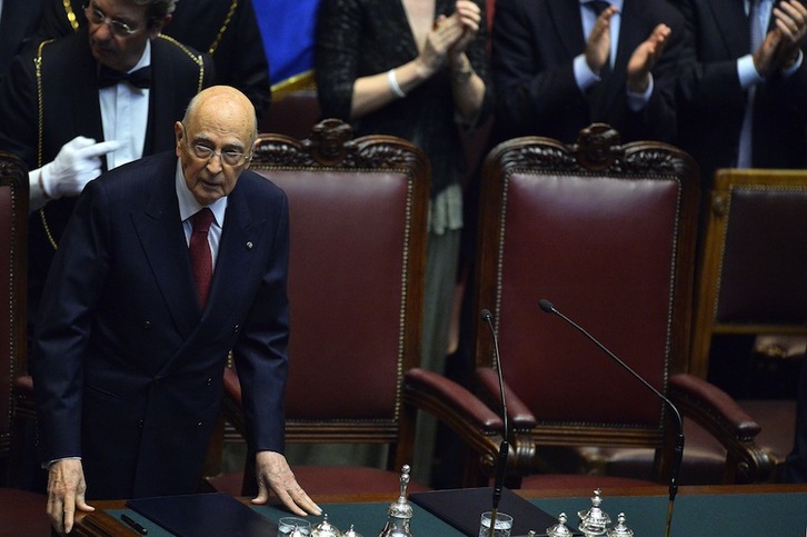 Napolitano ha lanzado duras críticas contra los partidos durante su intervención en el Parlamento. (Alberto PIZZOLI/AFP)