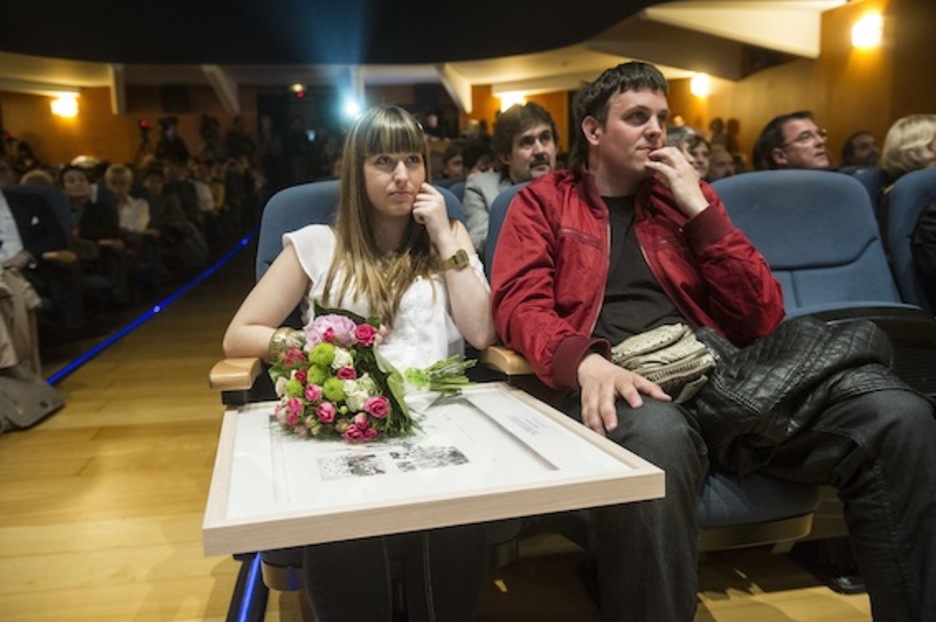 Arnaldo Otegiren alaba eta semea, Garazi eta Hodei. (Luis JAUREGIALTZO/ARGAZKI PRESS)