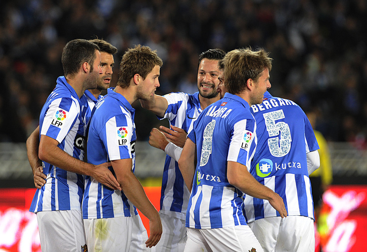 Iñigo Martinezek egin du Realaren lehen gola. (Jon URBE / ARGAZKI PRESS)
