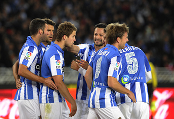 Iñigo Martinezek egin du Realaren lehen gola. (Jon URBE / ARGAZKI PRESS)