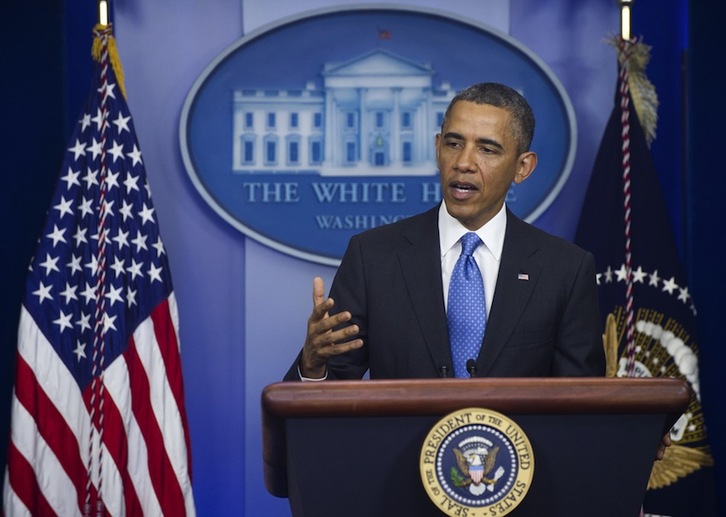 Obama, durante la rueda de prensa que ha ofrecido en la Casa Blanca. (Saul LOEB/AFP)