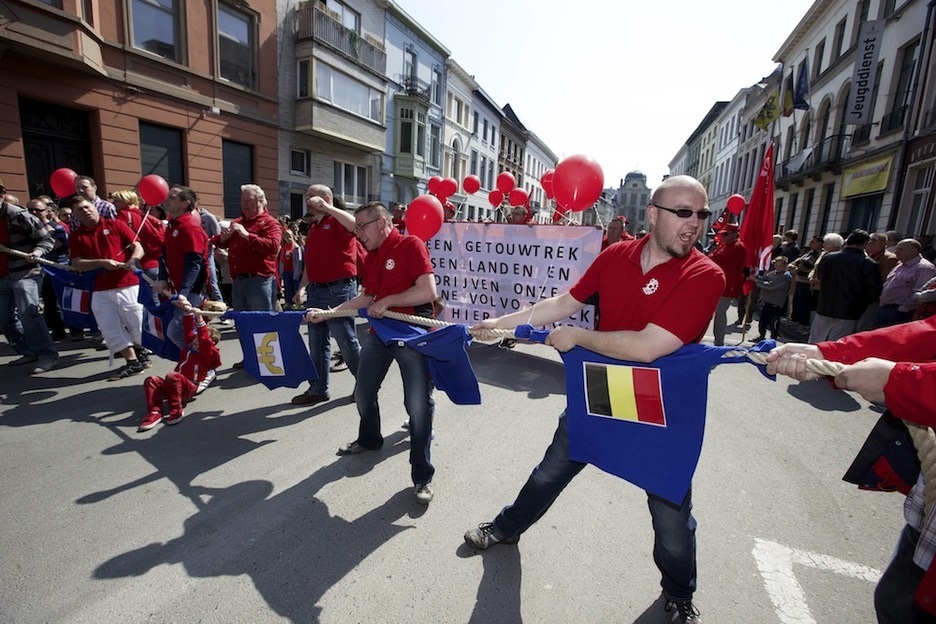 <strong>Flandria.</strong> Gent hiriko protesta. (Nicolas MAETERLINCK / AFP)
