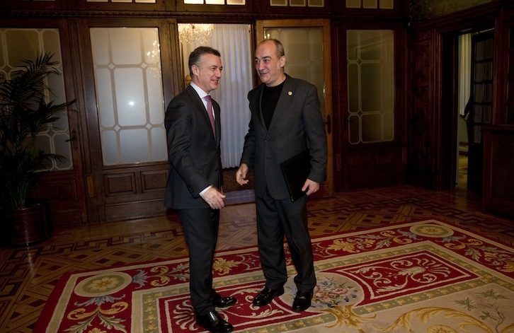 Urkullu eta Garitano, pasa den urtarrilean Ajuria Enean izandako bileran. (Raul BOGAJO/ARGAZKI PRESS)