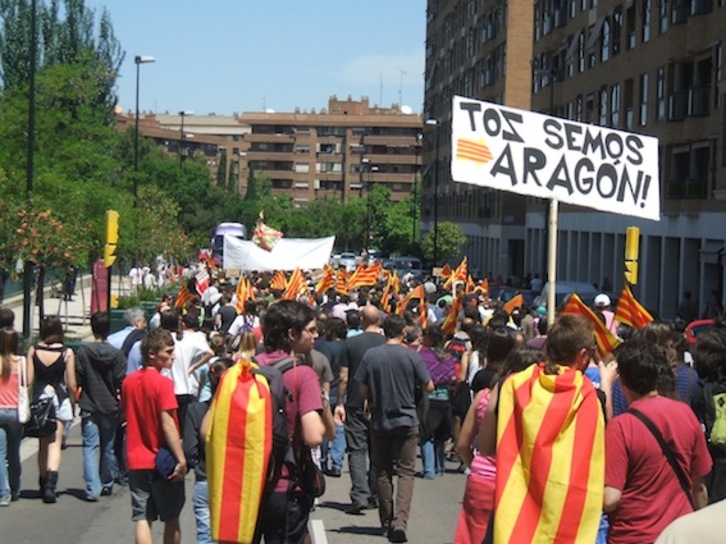 Imagen de una manifestación en defensa de un Aragón trilingue en Zaragoza. (NAIZ.INFO)