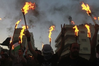 Manifestación en la ciudad cisjordana de Belén. (Musa AL-SHAER/AFP PHOTO)