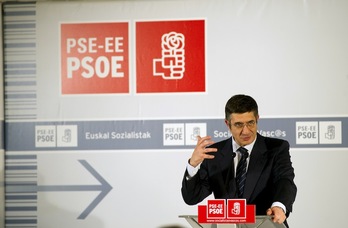 Patxi López, durante su intervención en Donostia. (Juan Carlos RUIZ/ARGAZKI PRESS)