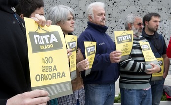 Rueda de prensa de los sindicatos el pasado lunes en Donostia. (Idoia ZABALETA/ARGAZKI PRESS)