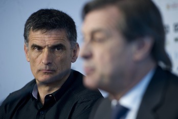 Mendilibar y Archanco han comparecido juntos. (Iñigo URIZ/ARGAZKI PRESS)