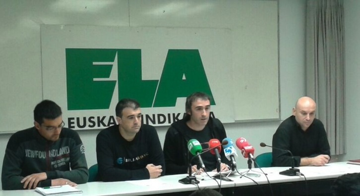 Los responsables de Metal de ELA, hoy en Donostia. (ELA)