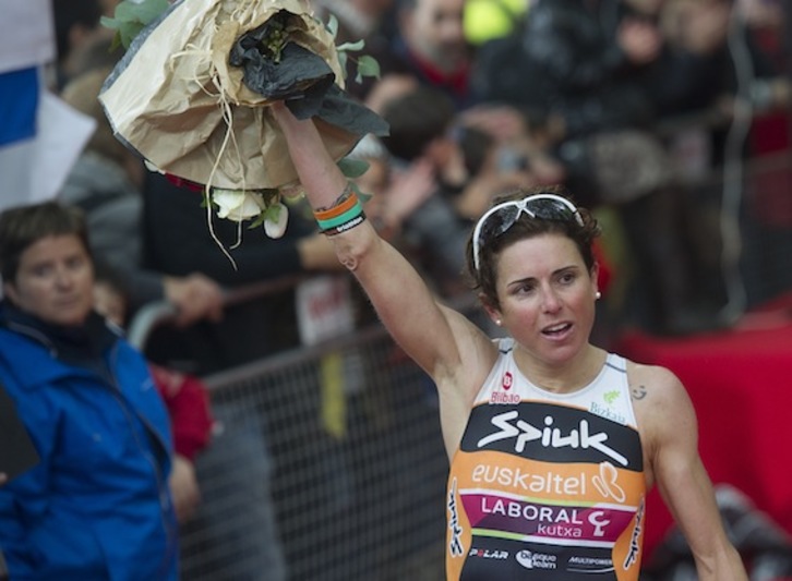 Virginia Berasategi, en el Triathlón de Bilbo, donde consiguió la victoria. (Luis JAUREGIALTZO/ARGAZKI PRESS)