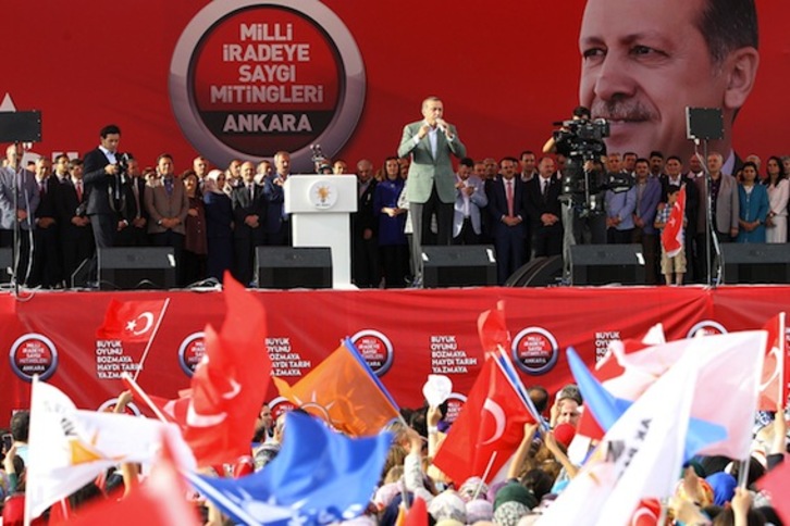El primer ministro turco, Recep Tayyip Erdogan, ha pronunciado un mitin en Ankara. (Adem ALTAN/AFP PHOTO)