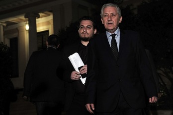 El líder del partido de izquierda moderada Dimar, Fotis Kuvelis, en una imagen de ayer. (Louisa GOULIAMAKI/AFP)