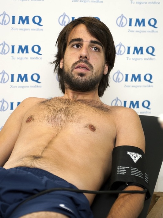Etxebarria, esta mañana durante el reconocimiento médico. (ATHLETIC)