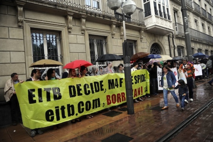 Protesta de la plantilla de M4F, durante la huelga que llevaron a cabo el año pasado. (Marisol RAMIREZ/ARGAZKI PRESS)