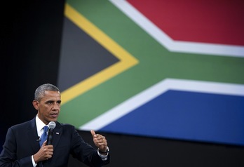 El presidente estadounidense, Barack Obama, durante un discurso en Sudáfrica. (Saul LOEB/AFP)