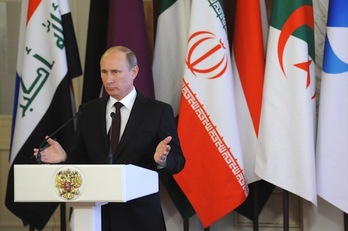 El presidente ruso, Vladimir Putin, durante su comparecencia. (Alexander NEMENOV/AFP PHOTO)