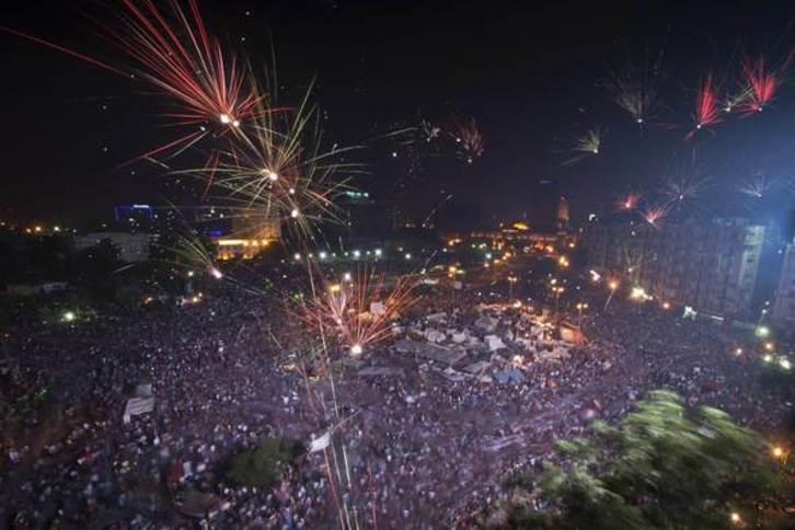 La Plaza Tahrir de El Cairo ha sido el centro neurálgico de las celebraciones de la pasada noche. (Khaled DESOUKI/AFP)