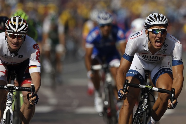 Lehia estua izan dute Kittel eta Greipelek. (Jeff PACHOUD/AFP)