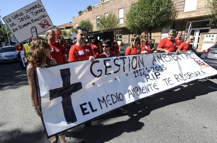 Protesta de los trabajadores de GAN contra el ERE presentado por la dirección. (Jagoba MANTEROLA/ARGAZKI PRESS))
