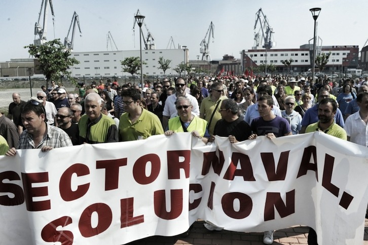 Marcha de los astilleros entre Sestao y Santurtzi. (ARGAZKI PRESS)