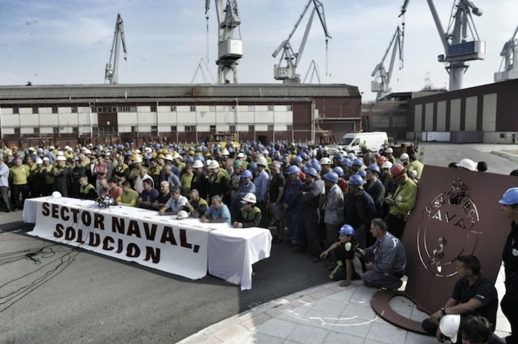 Comparecencia de los trabajadores de La Naval. (ARGAZKI PRESS)