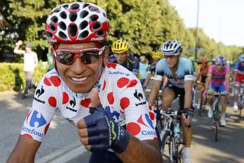 Nairo Quintana durante la última etapa del Tour. (Pascal GUYOT / AFP)