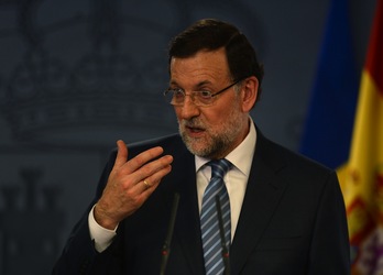 Mariano Rajoy, durante su comparecencia de ayer. (Pierre-Philippe MARCOU/AFP) 