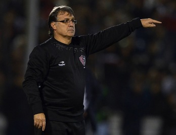 Martino, en un partido con el Newell's Old Boys, en mayo. (Juan MABROMATA/AFP)