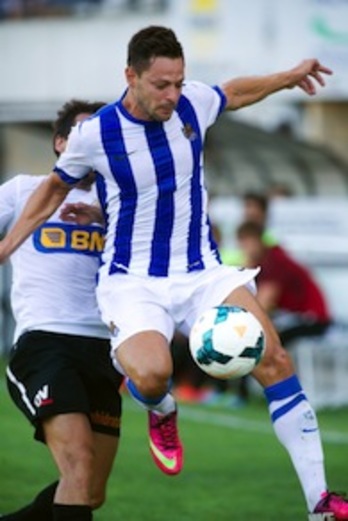 Un momento del partido entre la Real y el Real (Juan Carlos RUIZ/ARGAZKI PRESS)