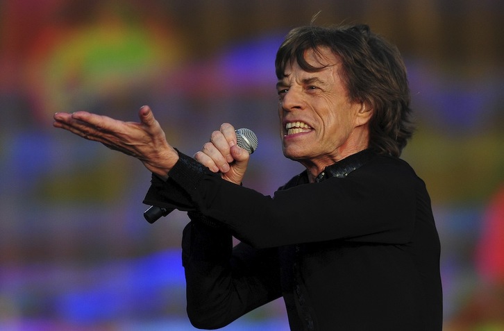 Jagger, en uno el concierto de Hyde Park del 13 de julio. (Carl COURT/AFP)