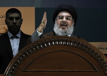 Hassan Nasrallah, durante su intervención. (Anwar AMRO/AFP PHOTO)