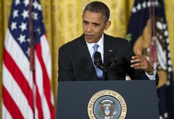 Obama, durante la rueda de prensa que ha ofrecido en la Casa Blanca. (Saul LOEB/AFP)