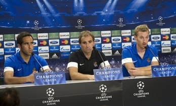 Bravo, Arrasate y Zurutuza durante la comparecencia de ayer. (Gorka RUBIO / ARGAZKI PRESS)