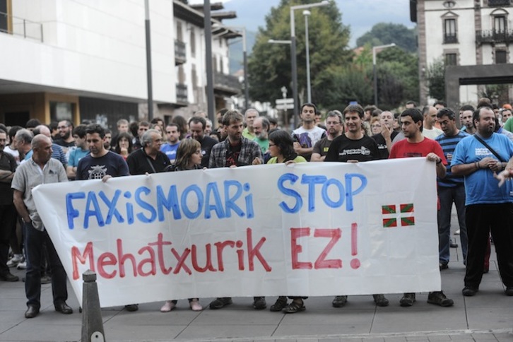La concentración celebrada en Elizondo. (Jagoba MANTEROLA / ARGAZKI PRESS)