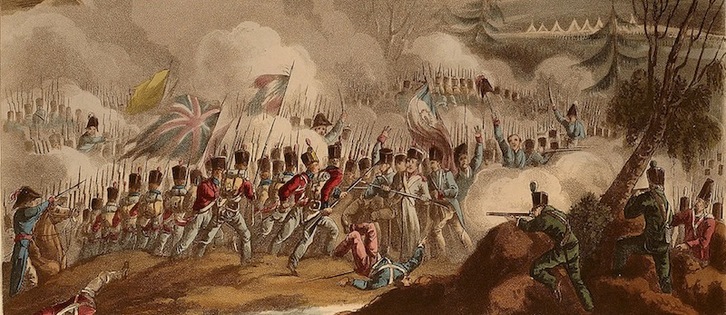 Grabado de la época: La batalla de Donibane Lohizune.