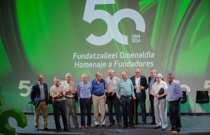 Los fundadores de Orona, durante el homenaje. (Andoni CANELLADA/ARGAZKI PRESS)