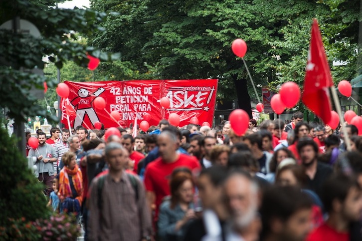 Imagen de la movilización en apoyo a los juzgados. (Jon HERNAEZ/ARGAZKI PRESS)