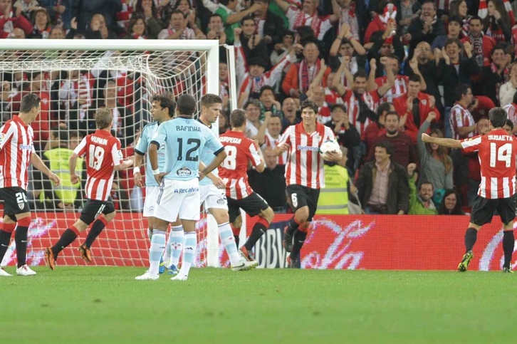 Mikel San Jose fue artífice del gol del Athletic en el encuentro de Liga contra el Celta. (ARGAZKI PRESS)