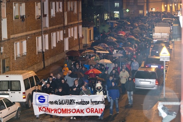 Movilización de los trabajadores de Sunsundegui, el pasado mes de enero en Altsasu. (Iñigo URIZ/ARGAZKI PRESS)