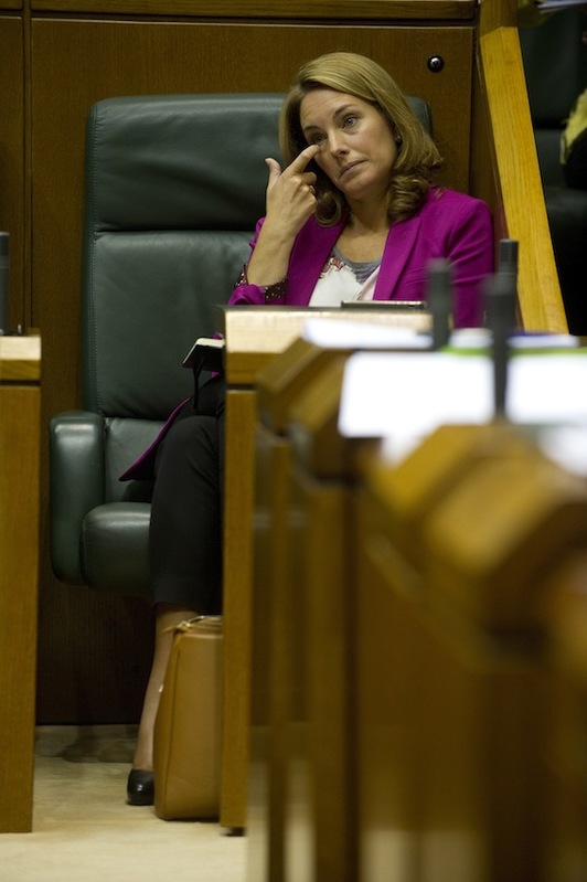 Arantza Quiroga, sentada en su escaño. (Raúl BOGAJO/ARGAZKI PRESS)