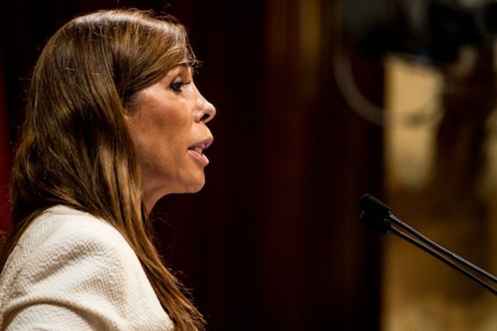 La líder del PP catalán, Alicia Sánchez-Camacho, durante su intervención en el debate de política general. (PARLAMENT)