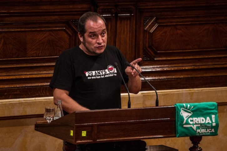 El diputado de la CUP David Fernàndez durante una intervención Parlamento catalán. (PARLAMENT)