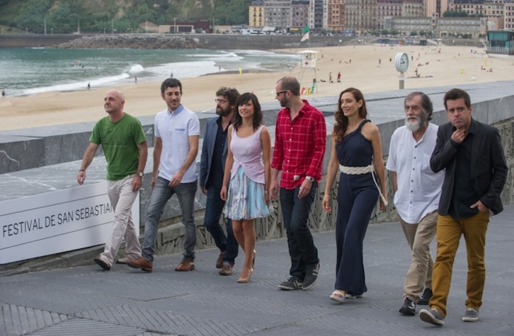 El director y actores de ‘La herida’. (Andoni CANELLADA/ARGAZKI PRESS)