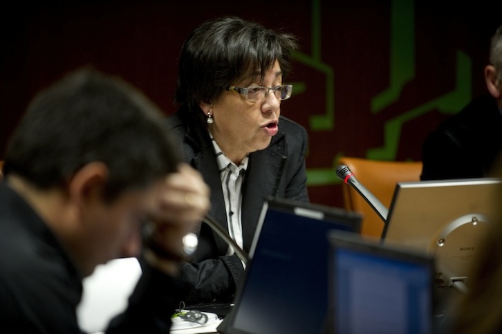 La exconsejera de Medio Ambiente, Pilar Unzalu, durante una anterior comparecencia. (Raúl BOGAJO / ARGAZKI PRESS)