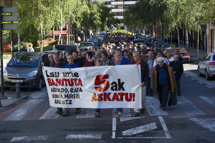 Manifestación en Elgoibar para exigir la liberación de los encarcelados por el ‘caso Bateragune’. (Gorka RUBIO/ARGAZKI PRESS)