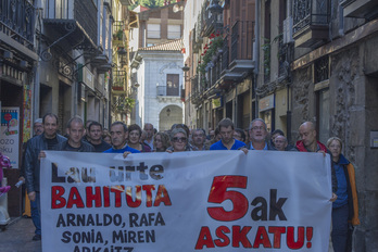 Manifestación convocada en Elgoibar para exigir la puesta en libertad de los codenados en el ‘caso Bateragune’. (Gorka RUBIO / ARGAZKI PRESS)
