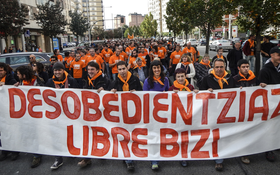 Cabecera de la marcha desobediente. (Jagoba MANTEROLA/ARGAZKI PRESS)