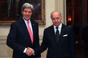 John Kerry y Laurent Fabius se han reunido esta mañana. (Philippe WOJAZER/AFP)