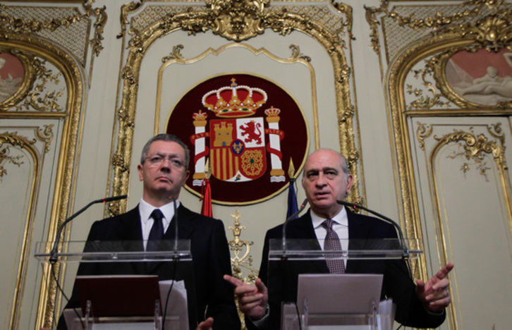 Comparecencia de Ruiz Gallardón y Fernández Díaz cuando se dio a conocer la sentencia de Estrasburgo. (NAIZ.INFO)